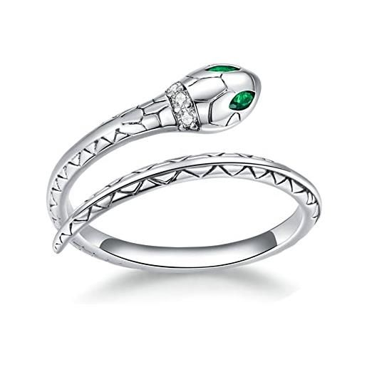 Ategazza anello serpente aperto in argento 925 con zirconia regalo donna ega17 (2)