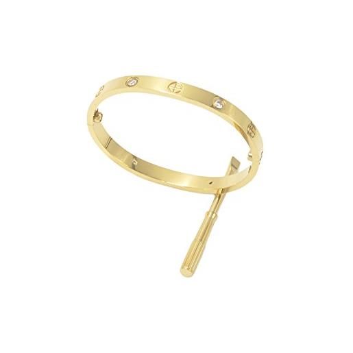 Sefilko lussuoso bracciale in acciaio inox placcato oro stile semplice per uomo donna, 15.5 centimeters, acciaio inossidabile