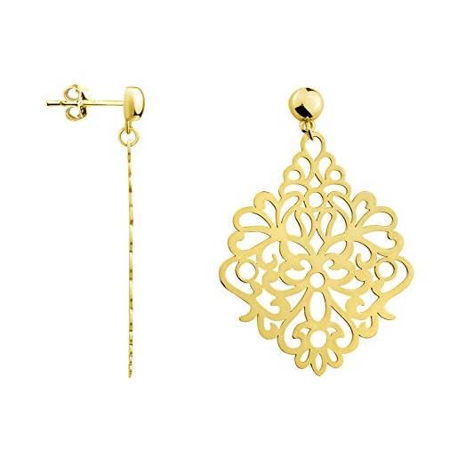Sofia milani - orecchini donna argento 925 - placcati in oro - orecchini pendenti ad ornamento - 20927