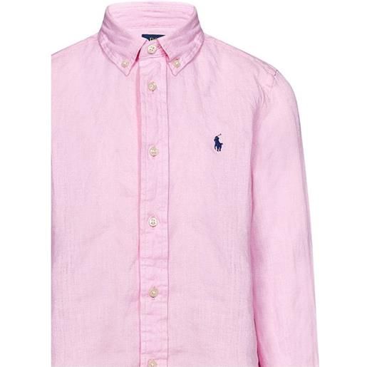 Polo Ralph Lauren camicia rosa in lino per bambino