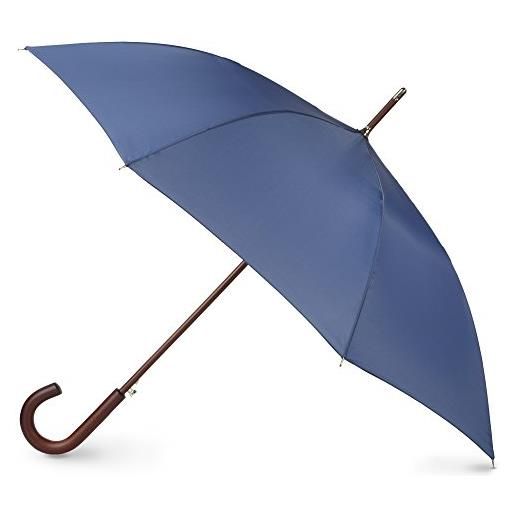 Totes ombrello in legno con apertura automatica, blu, taglia unica, bastone di legno automatico