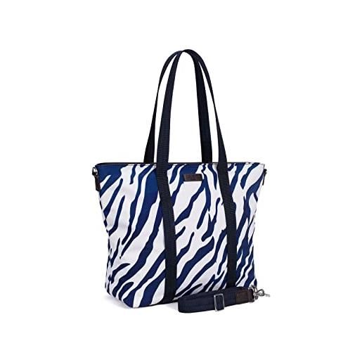 Hexagona paris shopper donna-collezione indomptee-zebrato-in nylon-portato a spalla mano piccola borsa a tracolla, zebra
