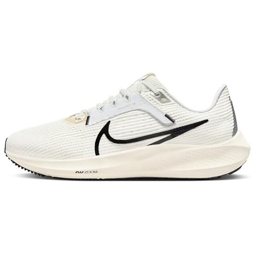 Nike w air zoom pegasus 40, scarpe da running donna, sail black coconut milk white, 38.5 eu