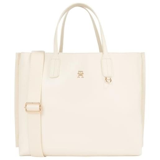 Tommy Hilfiger borsa donna iconic satchel media, bianco (calico), taglia unica