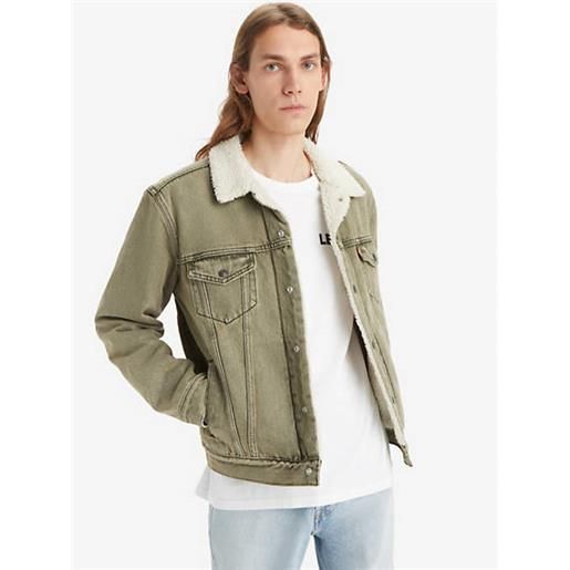 Levi's giacca sherpa trucker type iii verde / its my passion sherpa