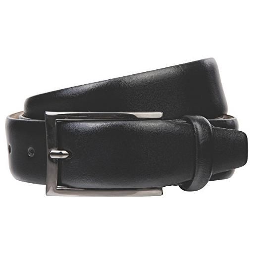 Lindenmann klassik g. Chabrolle mens leather belt/mens belt, full grain leather belt curved with color effect, black, größe/size: 145, farbe/color: nero