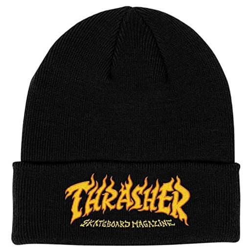 Thrasher fire logo beanie black berretto, nero, taglia unica unisex-adulto