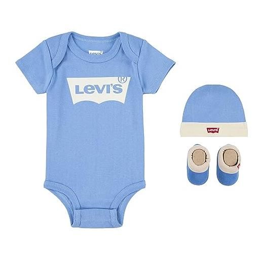 Levi's classic batwing infant hat bodysuit bootie set 3pc, tutina per bambino e neonato unisex - bimbi 0-24, verde (dark olive), 6-12 mesi