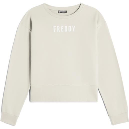 Freddy felpa corta da donna in french terry con logo effetto satin