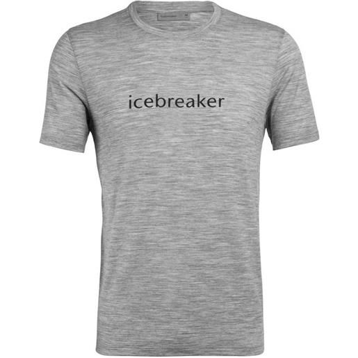 Icebreaker logo crew wordmark merino short sleeve t-shirt grigio s uomo