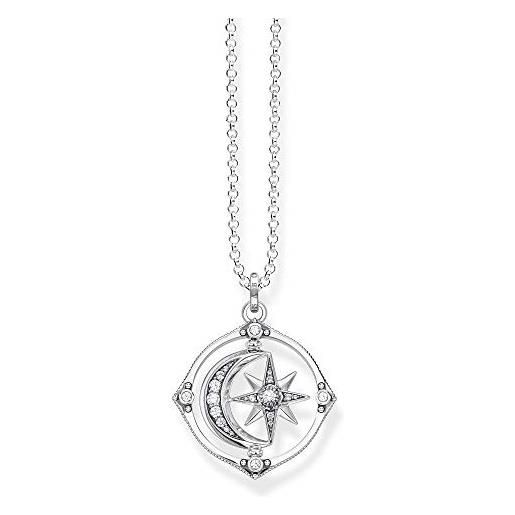 Thomas sabo collana da donna con ciondolo, stella e luna, in argento, 70 cm, 70 cm, argento sterling, non pertinente. 