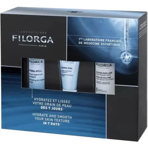 FILORGA cofanetto hydra-hyal - siero rimpolpante 30ml + crema rimpolpante 15ml + soluzione micellare 50 ml