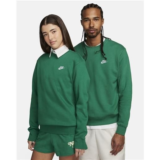 Felpa sportiva girocollo uomo nike verde pullover crew club fleece lifestyle bv2662-365