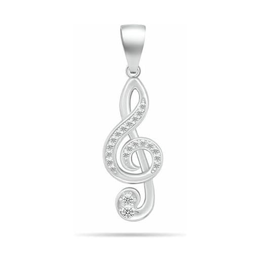 Brilio ciondolo modern silver pendant treble clef pt47w sbs1788 marca, estándar, metallo, nessuna pietra preziosa