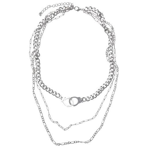 Urban Classics saturn layering necklace, collana, unisex - adulto, argento (silver), taglia unica
