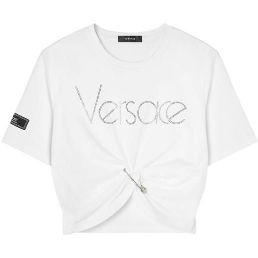 Versace t-shirt crop con decorazione - bianco