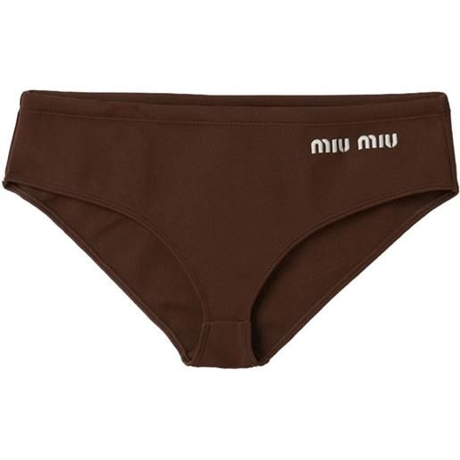 Miu Miu slip bikini con stampa - marrone