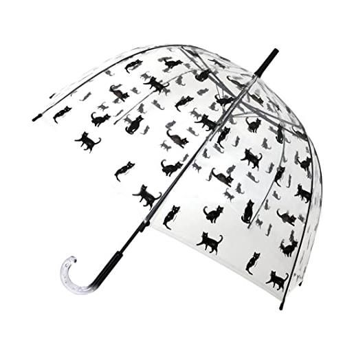 SMATI smartbulle ombrello trasparente a bolle lunghe - solido;Apertura automatica;Diametro=85cm;Ombrello da donna;Stampa gatto;Ombrello a forma di cupola. 