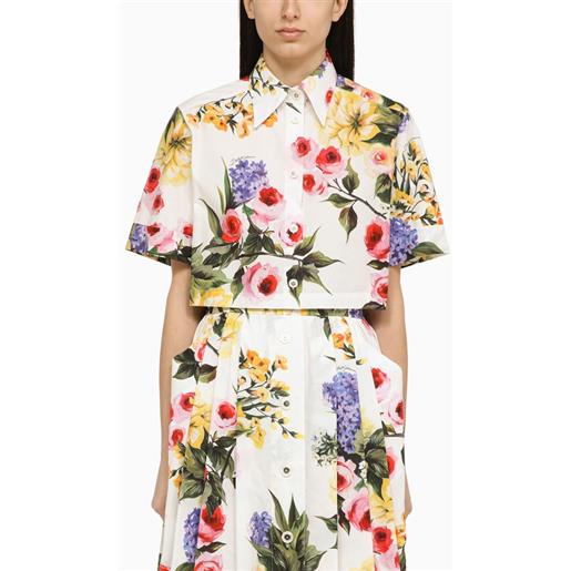 Dolce&Gabbana camicia cropped stampa giardino in cotone