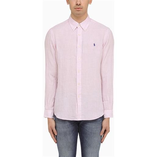 Polo Ralph Lauren camicia oxford custom fit rosa/bianca in lino