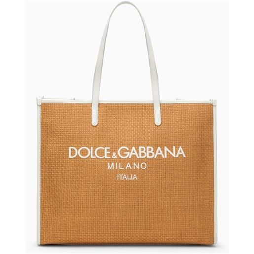 Dolce&Gabbana borsa shopping grande color miele con logo