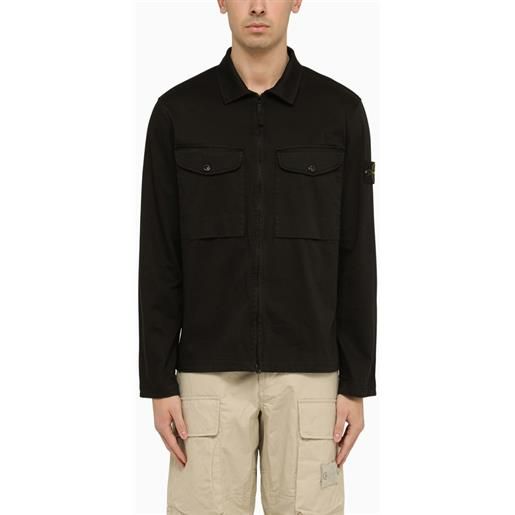 Stone Island giacca leggera con zip nera in cotone