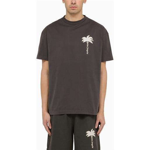 Palm Angels t-shirt grigia scura in cotone con stampa