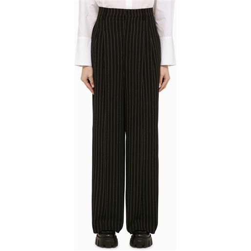 Ami Paris pantalone gessato nero/bianco gesso in lana