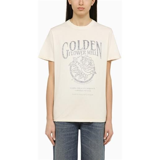 Golden Goose t-shirt girocollo bianca con logo