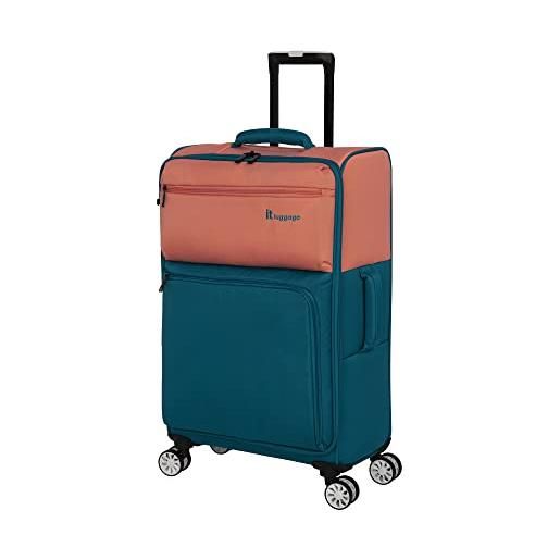 it luggage duo-tone - girandola a 8 ruote a quadretti, 68,6 cm, pesca/verde acqua marina, 68,6 cm, duo-tone 68,6 cm softside checked 8 ruote spinner