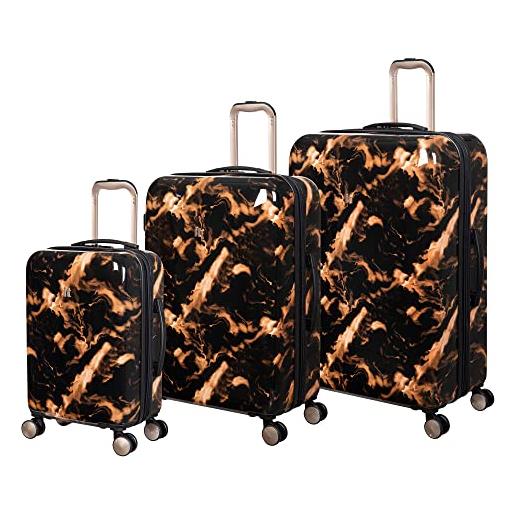 it luggage sheen - set di 3 filatori espandibili con 8 ruote rigide, conchiglia di tartaruga. , 3 pc set, sheen - set di 3 valigie espandibili con 8 ruote rigide