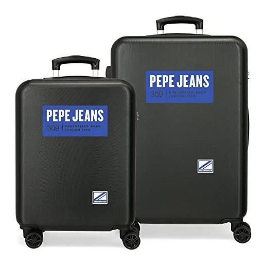 Pepe Jeans enso Pepe Jeans darren set di valigie nero 55/65 cm rigida abs chiusura a combinazione laterale 90 l 7,54 kg 4 ruote doppie