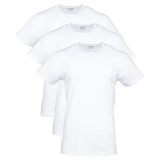 Gildan men's cotton stretch crew t-shirt, artic white (3-pack), large