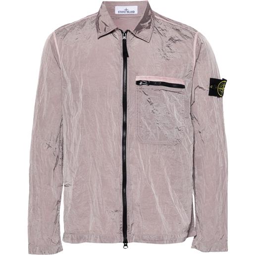 Stone Island giacca-camicia con applicazione compass - viola