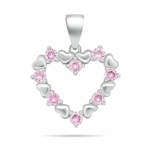 Brilio ciondolo gentle silver pendant with pink zircons pt19wp sbs1111 marca, estándar, metallo, nessuna pietra preziosa
