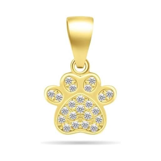 Brilio ciondolo charming gold-plated pendant with zircons paw pt85y sbs2276 marca, estándar, metallo, nessuna pietra preziosa