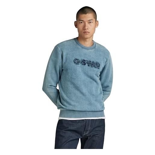 G-STAR RAW indigo distressed logo sweater donna, blu (sun faded blue d24410-d583-a587), xl