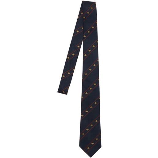 GUCCI cravatta in seta con web e ape 7cm