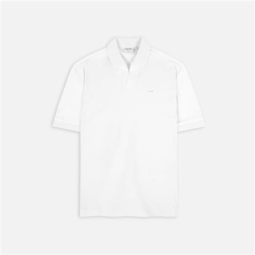 Calvin Klein Jeans smooth cotton open placket polo shirt bright white uomo