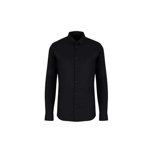 Armani Exchange maglietta a maniche lunghe ultra elasticizzata lyocell button down shirt. Slim fit, nero, m uomo