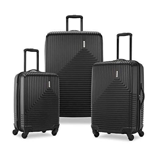 American Tourister groove - set di 3 pezzi, nero, 3-piece set (20/24/28), groove hardside bagaglio con ruote girevoli, nero, set da 3 pezzi (carry on, m, l)