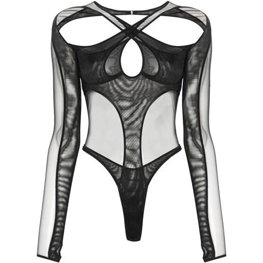 Mugler body con design cut-out - nero