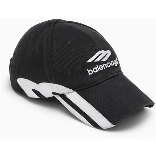Balenciaga cappello da baseball nero slavato con logo