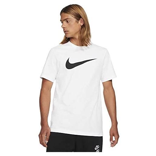 Nike m nsw tee icon swoosh t-shirt, white/(black), xs uomo
