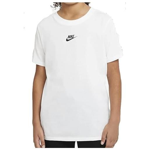 Nike dd4012 b nsw repeat tee ss t-shirt bambino white/black xs