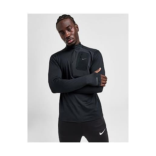Nike felpa sportiva 1/4 zip running division, black