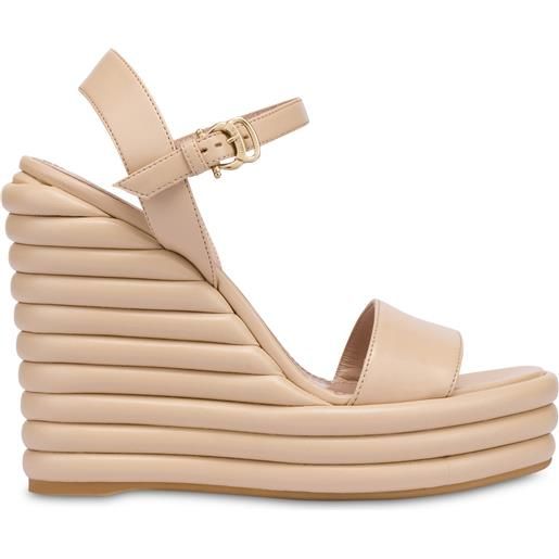 POLLINI sandali con zeppa in nappa up - beige