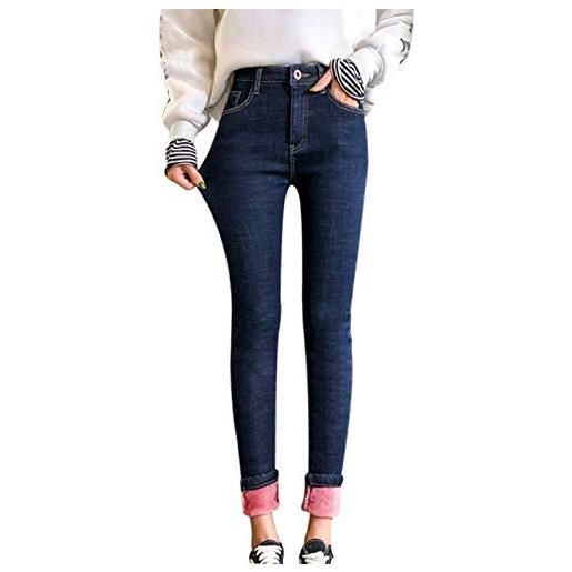 Generic pantaloni da donna thermals in pile denim leggings a vita alta caldi slim stretch pantaloni pantaloni jeans