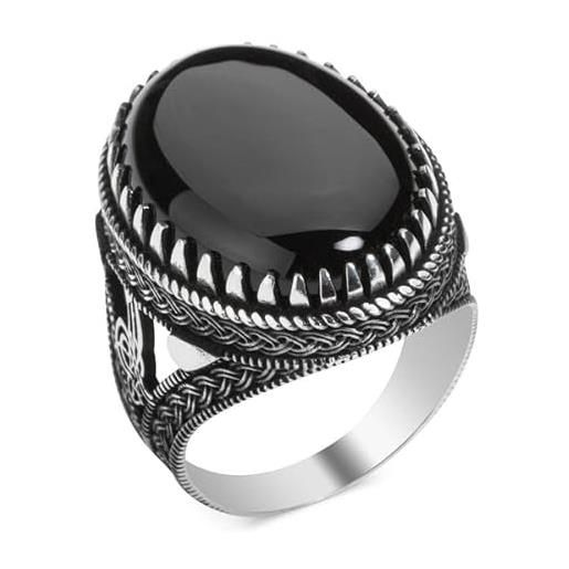 SOHO SILVERS anello da uomo ottomano in argento con grande pietra di onice nera, anello in stile ottomano fatto a mano 925k made in turkey, regalo per l'anello vintage per lui (6035896) | 14