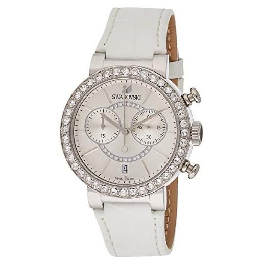 Swarovski 5027127 - orologio da donna, cinturino in pelle di bordeaux, colore: bianco, striscia